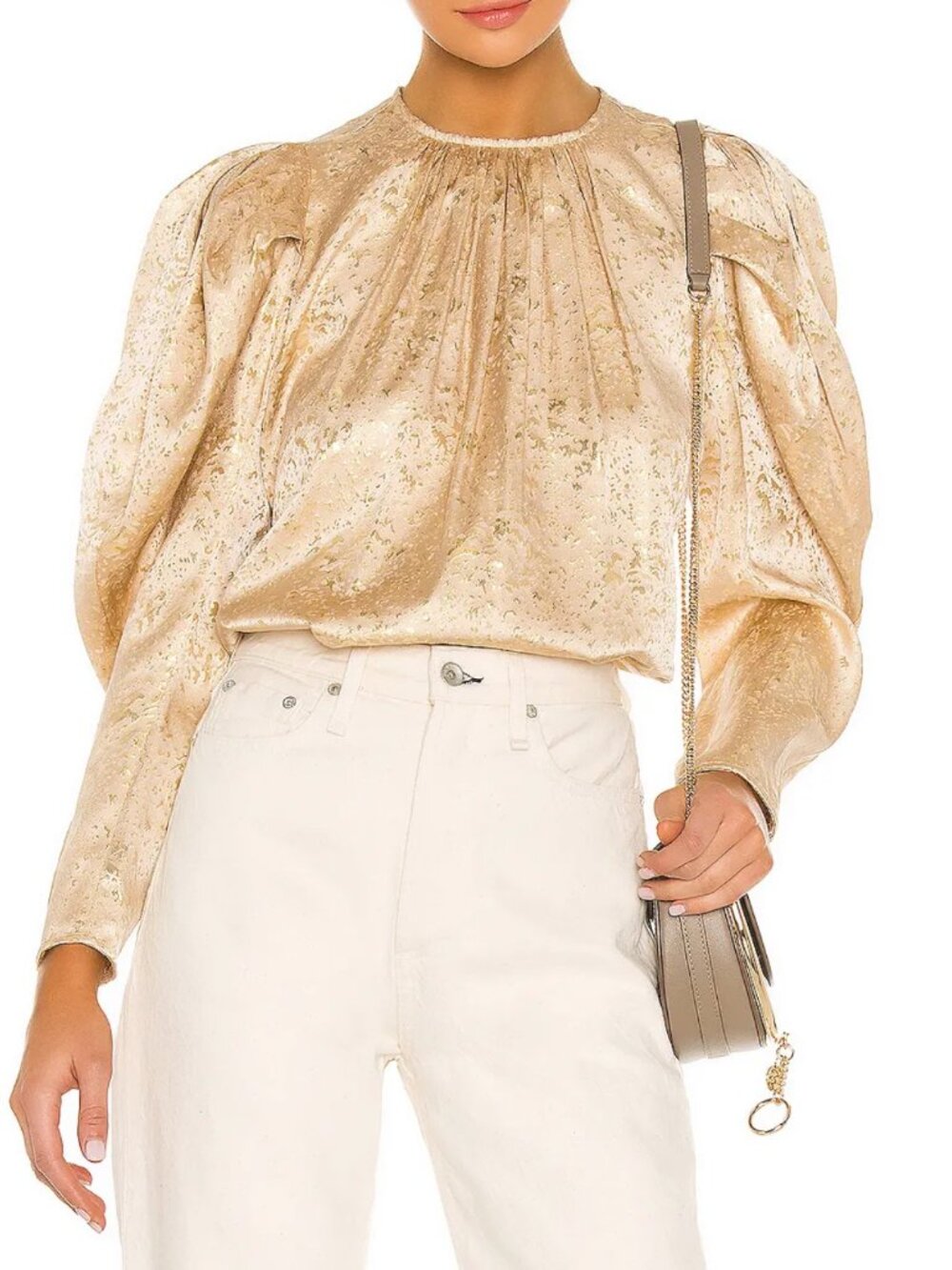 ULLA JOHNSON Ivy Blouse in Sand Gold